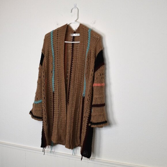 Anonyme Designers Crochet Cardigan Sz M/L Wool Colorful 70s Hippie Retro Boho - Picture 3 of 16